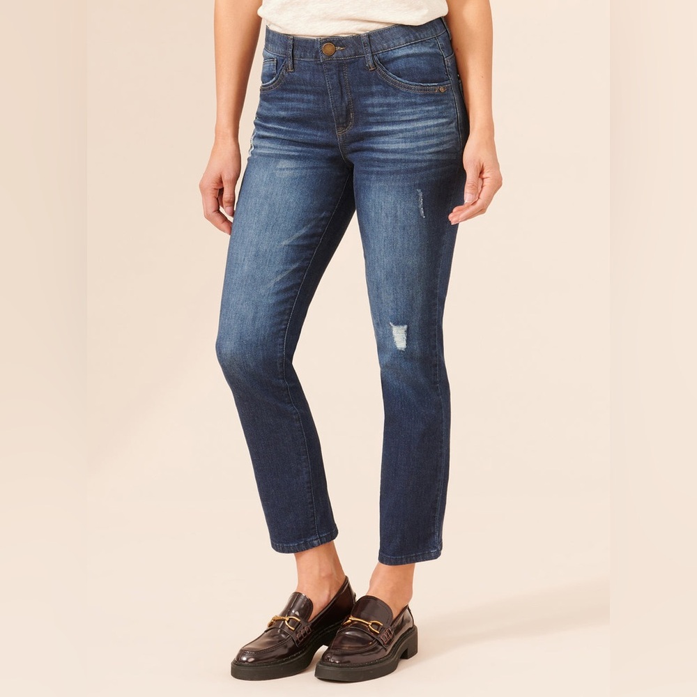 Democracy "Ab"solution® High Rise Distressed Blue Denim Skinny Jeans - Picture 2 of 8